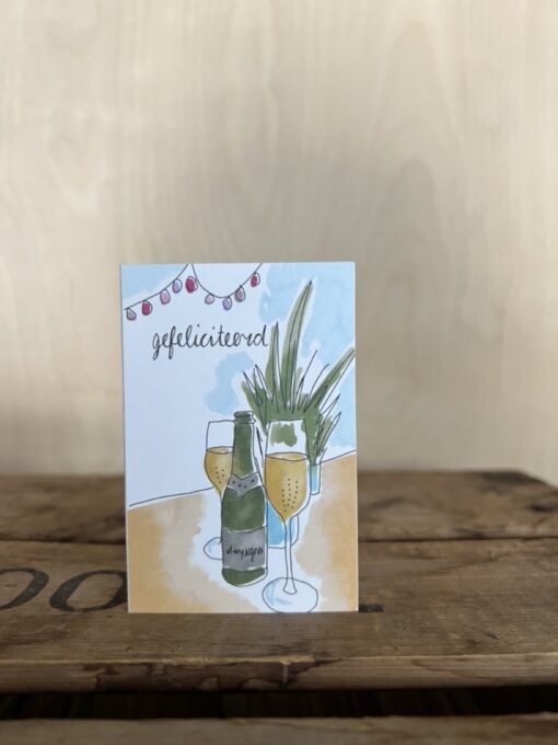 Kleine wenskaart gefeliciteerd